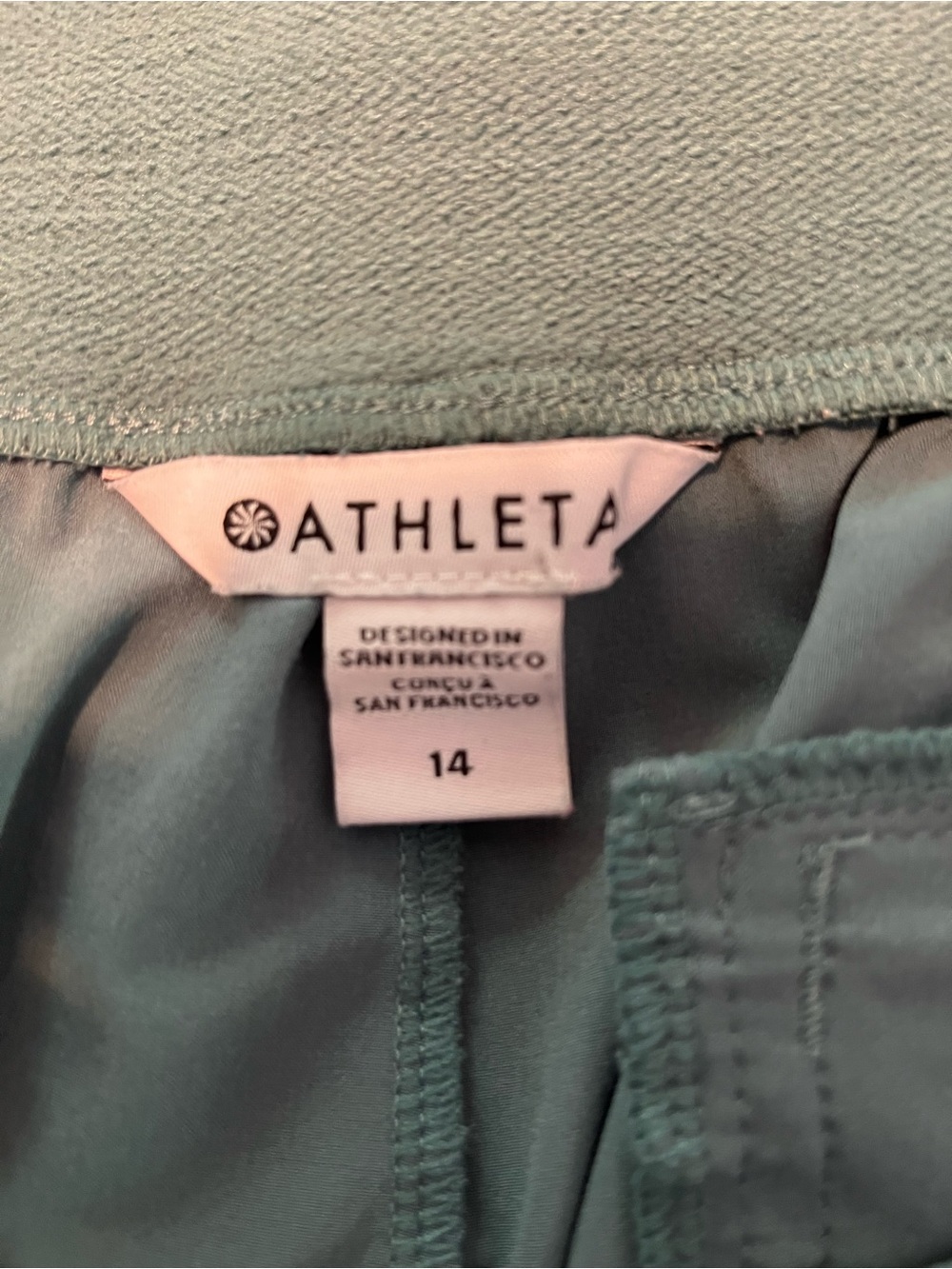Athleta BROOKLYN HEIGHTS Pants Women’s 14 Teal Green High Rise Pant Pull On - Picture 3 of 3